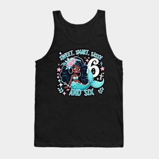 Black Mermaid 6th Birthday Sweet Sassy Six Black Girl Magic Tank Top